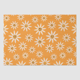 Happy smiling retro white flowers pattern   tissue paper