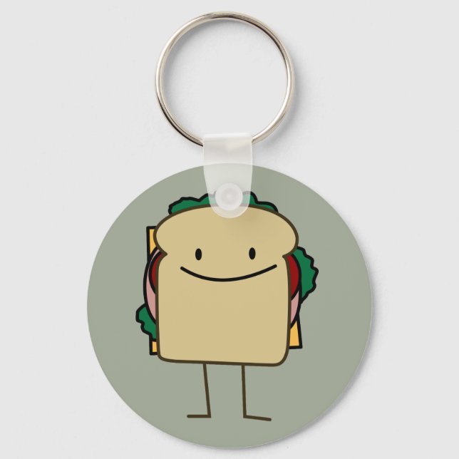 Happy Smiling Sandwich - Classic Key Ring (Front)