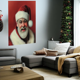 Happy smiling Santa Claus AI Art Poster