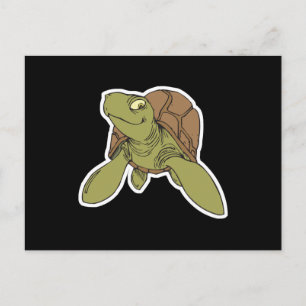 happy smiling sea turtle postcard
