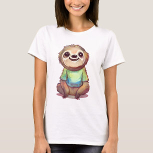 Happy Smiling Sloth Sitting Relaxed T-Shirt