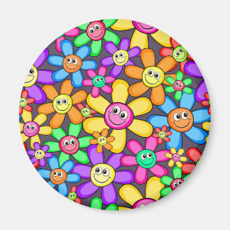 Happy Smiling Spring Garden Flowers Magnet