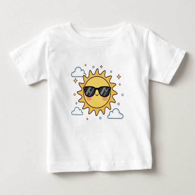Happy Smiling Sun Cartoon - Minimalist Kawaii Suns Baby T-Shirt (Front)
