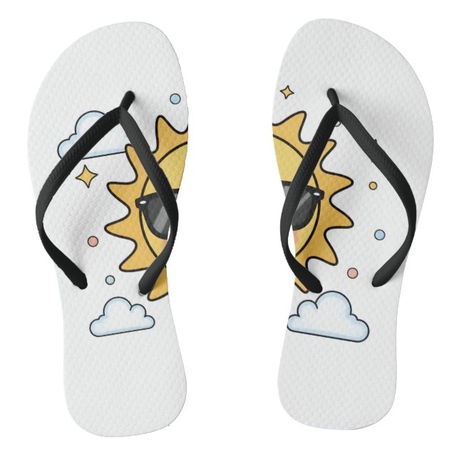 Happy Smiling Sun Cartoon - Minimalist Kawaii Suns Jandals (Footbed)