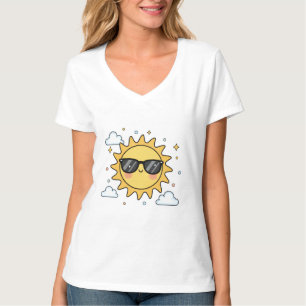 Happy Smiling Sun Cartoon - Minimalist Kawaii Suns T-Shirt