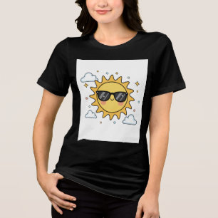Happy Smiling Sun Cartoon - Minimalist Kawaii Suns Tri-Blend Shirt