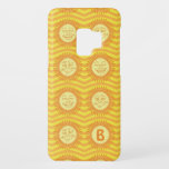 Happy Smiling Sun Chevron Pattern Case-Mate Samsung Galaxy S9 Case<br><div class="desc">This bright, colourful pattern in shades of orange and yellow has a chevron / wavy background with happy, smiling suns. The sunshine characters have two different alternating smiley faces. One sun is blank with room for you to add your own monogram letter instead. This is a cute, vibrant, whimsical pattern...</div>