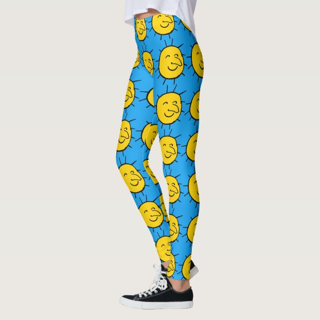 Happy Smiling Sun Face Pattern Leggings (Left)