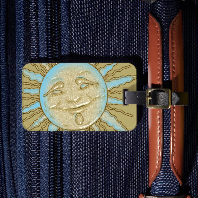 Happy Smiling Sun Luggage Tag (Front Insitu 4)