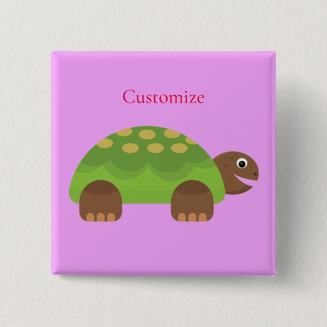 Happy Smiling Turtle Thunder_Cove 15 Cm Square Badge (Front)
