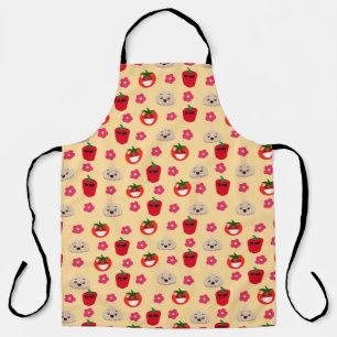 Happy smiling vegetable background pattern cartoon apron