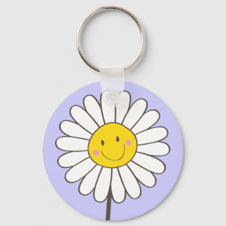 Happy Smiling Whimsical Daisy Keychain