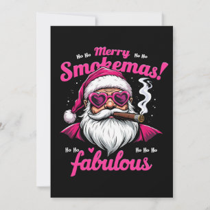 Happy Smokemas Funny Santa with Big Cigar Invitation