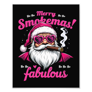 Happy Smokemas Funny Santa with Big Cigar Photo Print