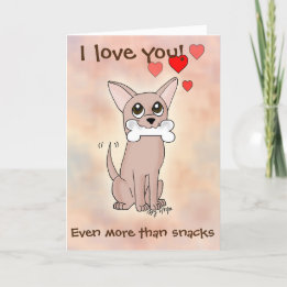 Happy Snack Chihuahua Dog Valentine's Day Card