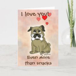 Happy Snack Pug Dog Valentine's Day Card