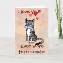 Happy Snack Tabby Cat Valentine's Day Card