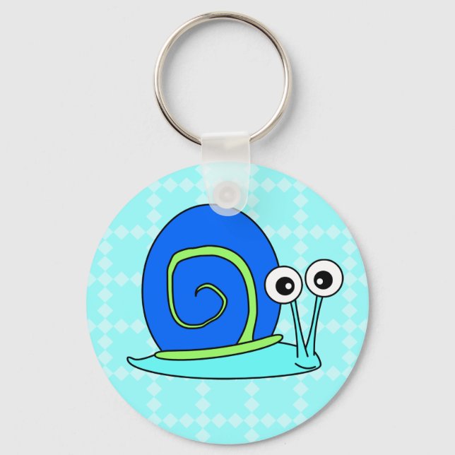 Happy Snail Cartoon Keychain - Blue (Front)