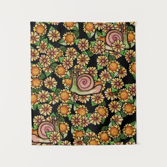 Happy Snail Flowers                                Tapestry (Front)