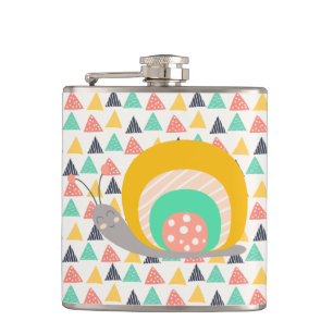 Happy Snail on Triangles Hip Flask