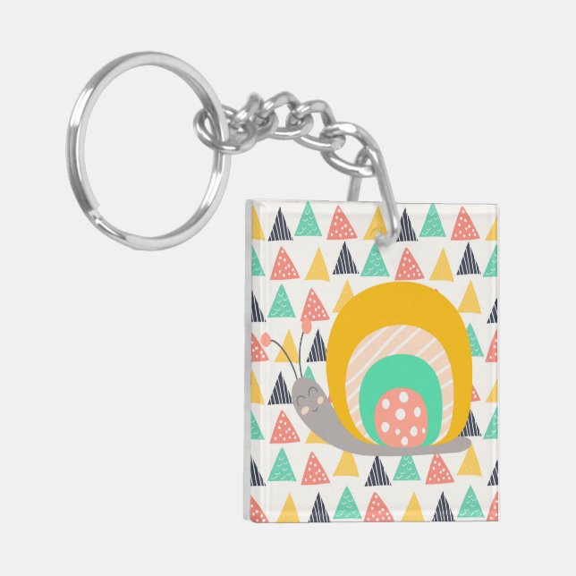 Happy Snail on Triangles Key Ring (Front Left)
