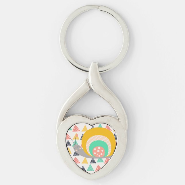 Happy Snail on Triangles Key Ring (Front)