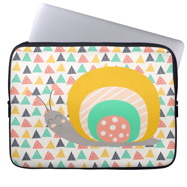 Happy Snail on Triangles Laptop Sleeve (Front)