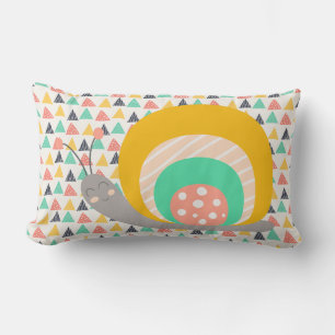 Happy Snail on Triangles Lumbar Cushion