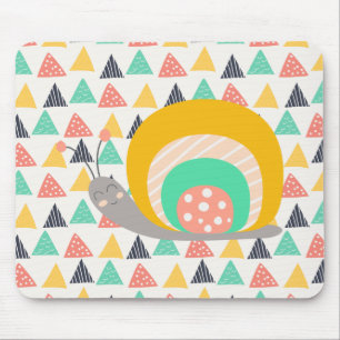 Happy Snail on Triangles Mouse Pad