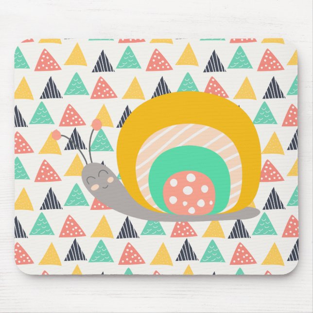Happy Snail on Triangles Mouse Pad (Front)
