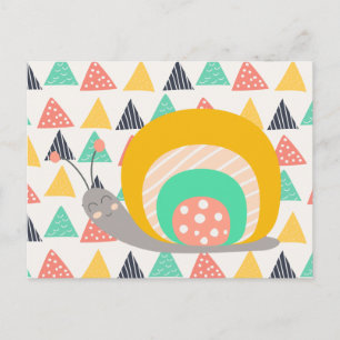 Happy Snail on Triangles Postcard
