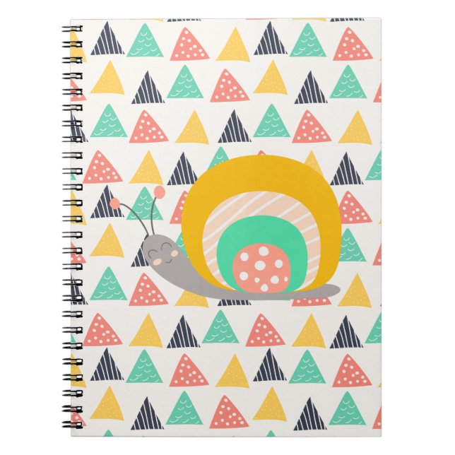 Happy Snail on Triangles Spiral Notebook (Front)
