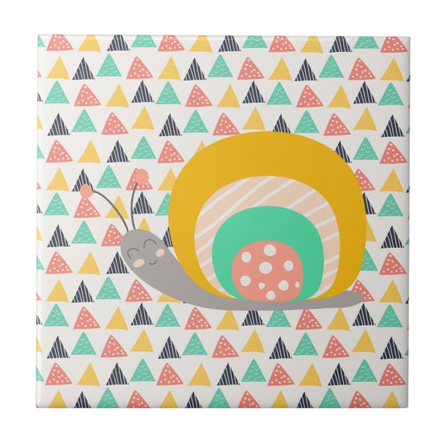 Happy Snail on Triangles Tile (Front)
