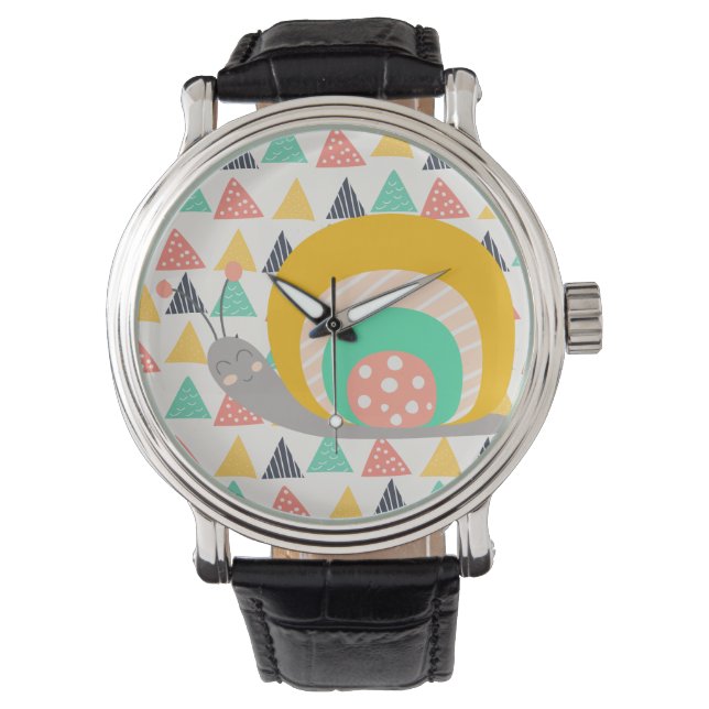 Happy Snail on Triangles Watch (Front)