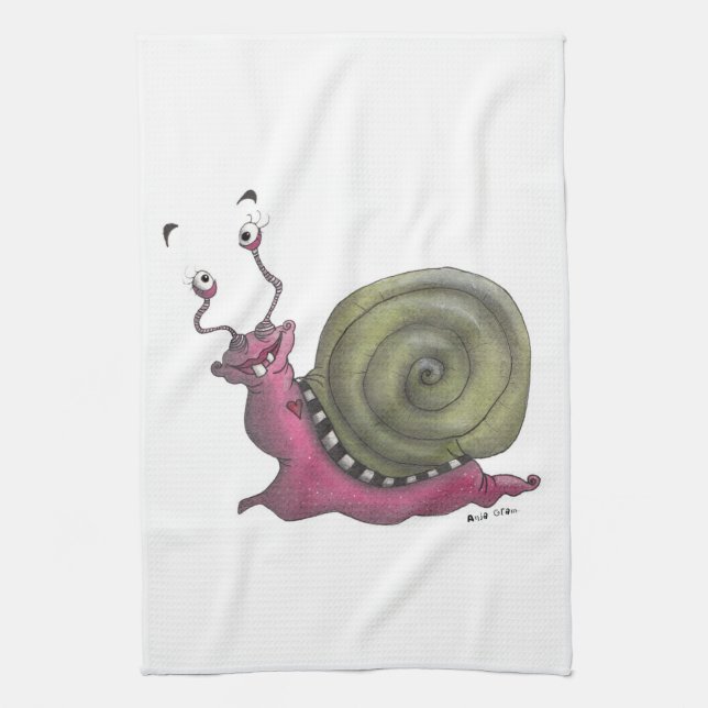 Happy snail tea towel (Vertical)