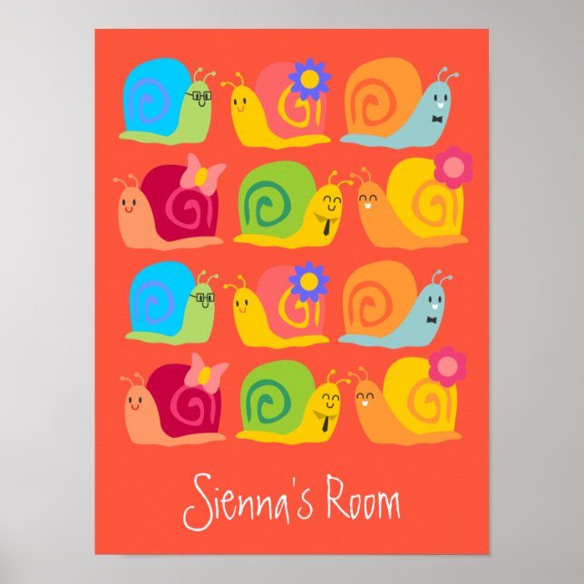 Happy snails cute snails poster (Front)
