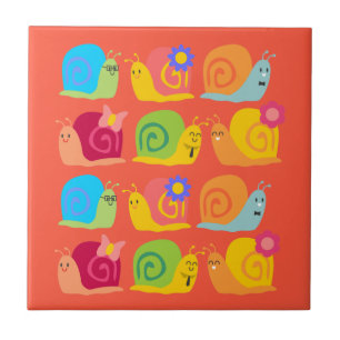 Happy snails cute snails tile