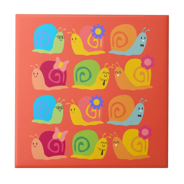 Happy snails cute snails tile (Front)