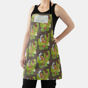 Happy Snails on Lettuce Leaf Art Apron