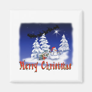 Happy snow man at Christmas time Magnet
