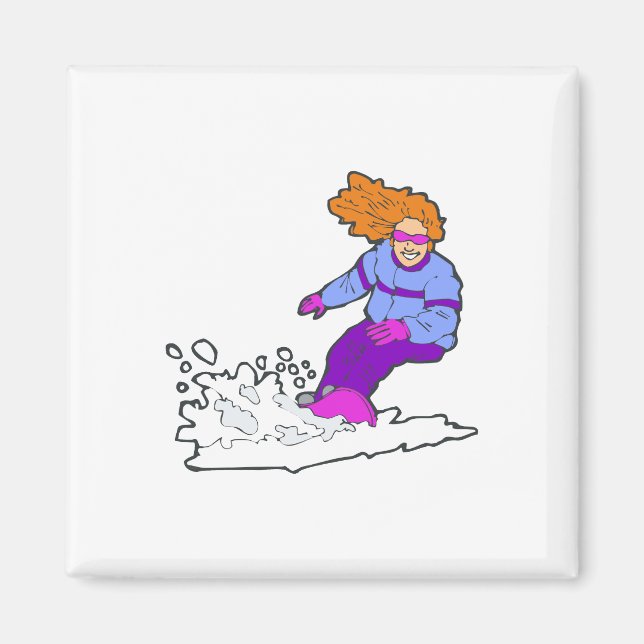 Happy Snowboarding Gal Magnet (Front)