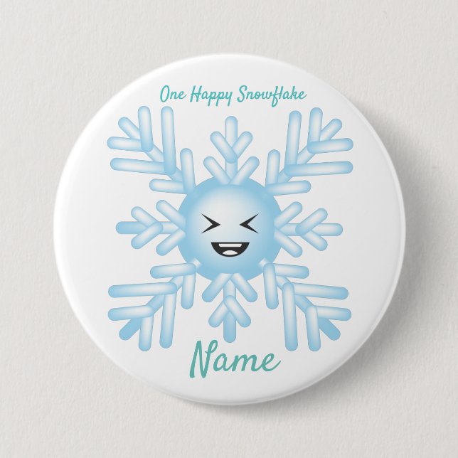 Happy Snowflake Emoticon Thunder_Cove 7.5 Cm Round Badge (Front)