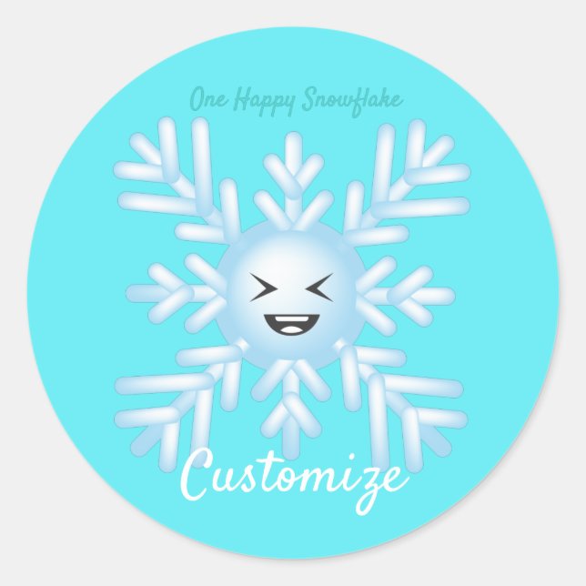 Happy Snowflake Emoticon Thunder_Cove  Classic Round Sticker (Front)
