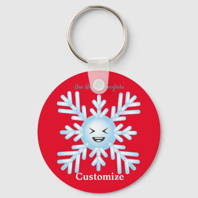 Happy Snowflake Emoticon Thunder_Cove Key Ring (Front)