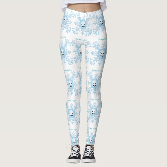 Happy Snowflake Emoticon Thunder_Cove Leggings (Front)