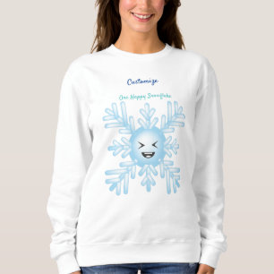 Happy Snowflake Emoticon Thunder_Cove  Sweatshirt