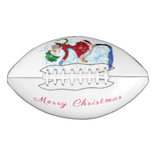 Happy Snowman and Girl Dance Tango Christmas Party Football