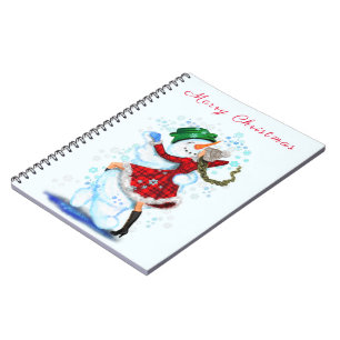 Happy Snowman and Girl Dance Tango Christmas Party Notebook