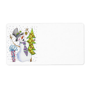 Happy Snowman Avery Label