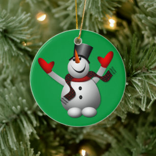 Happy Snowman Ceramic Tree Decoration